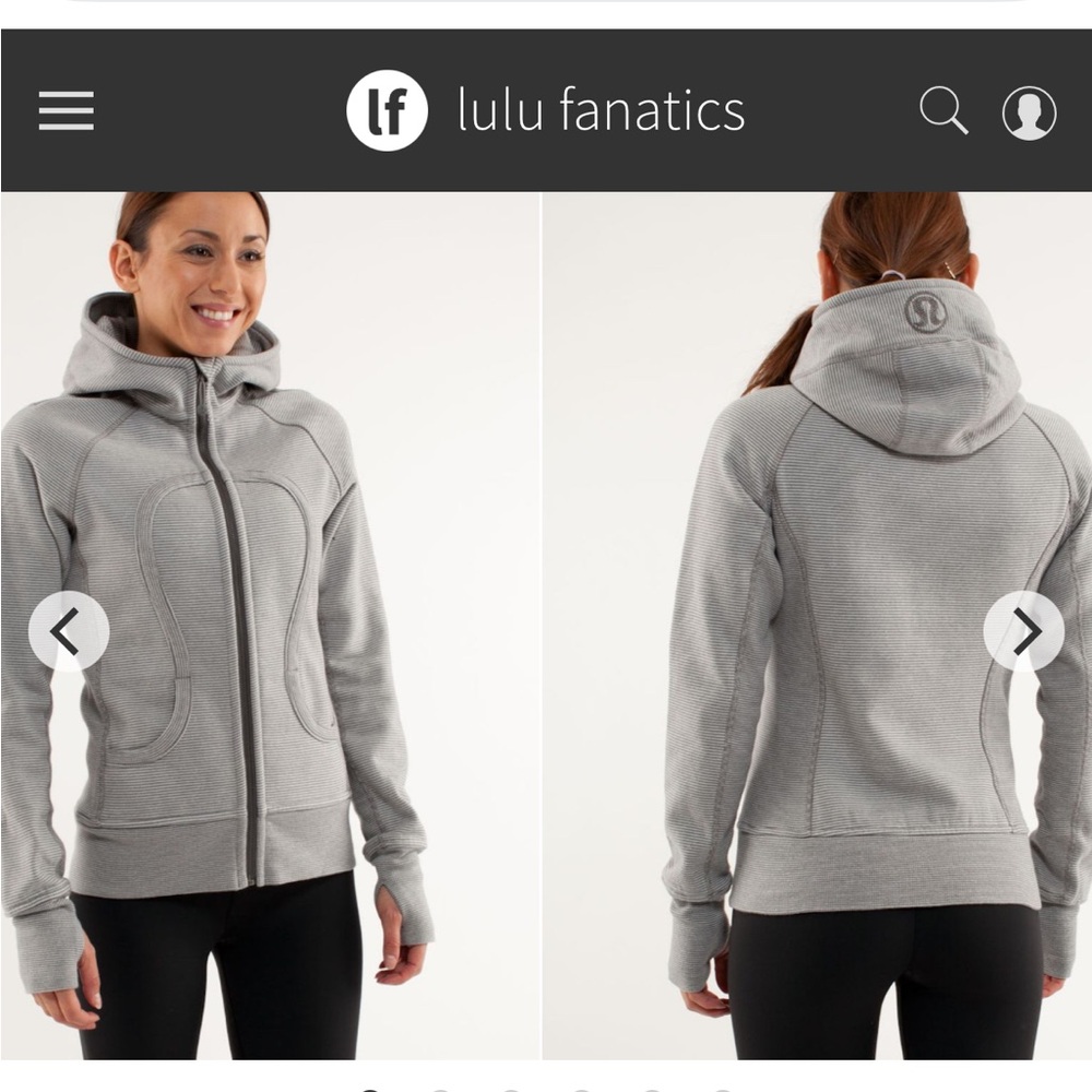 Lululemon Full Zip Scuba Hoodie Microstripe Sz 8 Sidewalk Grey Silver Cotton OG